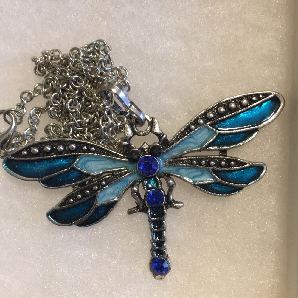 Blue dragonfly necklace